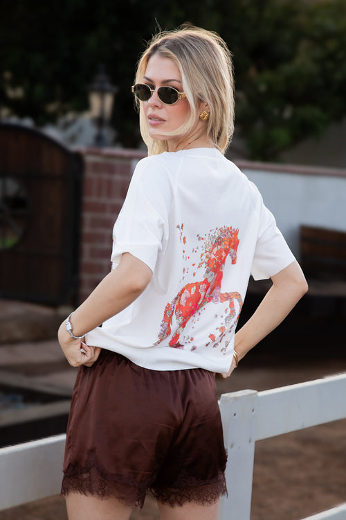 Andalucia Equestrian Horse Knit Blouse with crystal and sequin horse detail