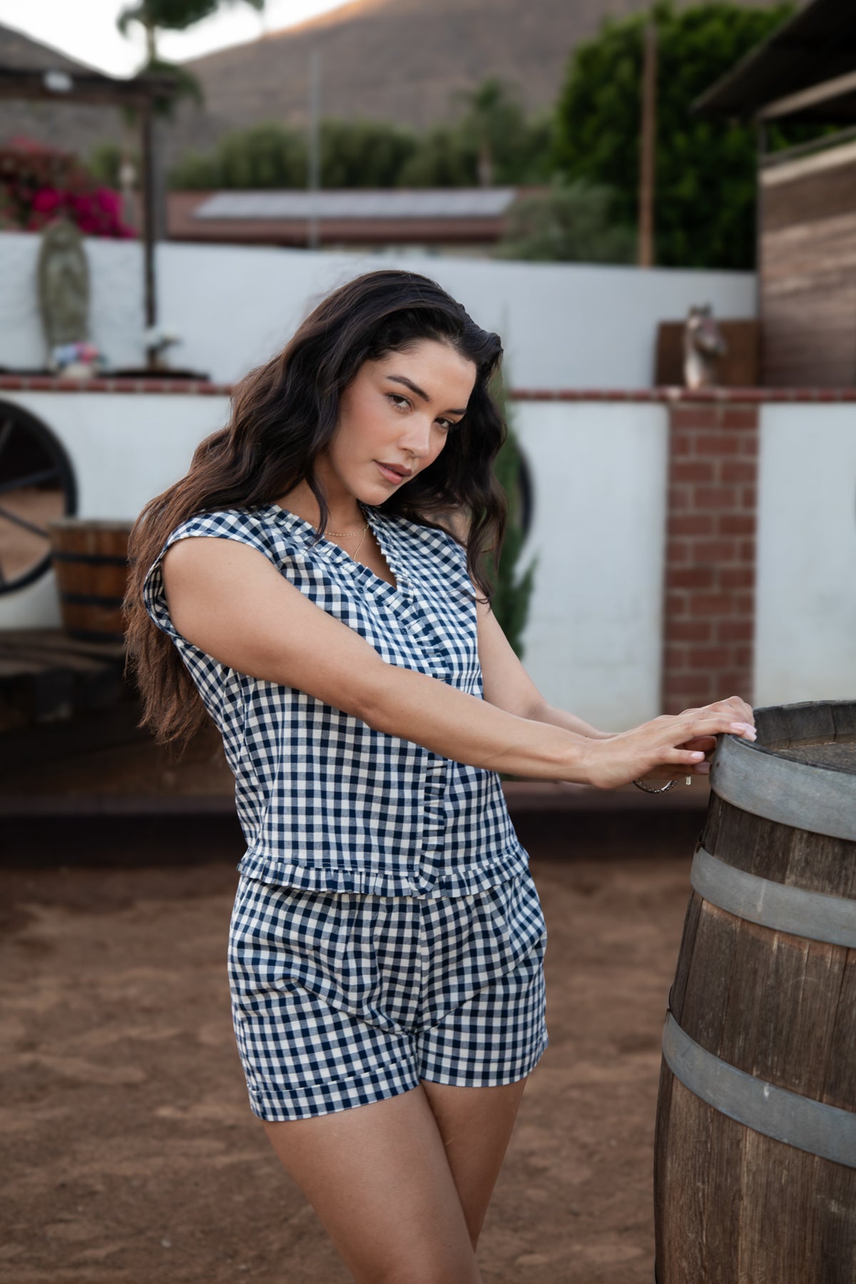 Sierra Gingham Two-Piece Set styled for a Western-inspired look